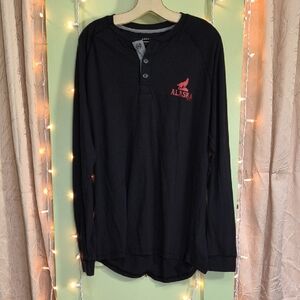 Men's Boxercraft Wolf Alaska Carnival Cruise Black Long Sleeve Henley XL